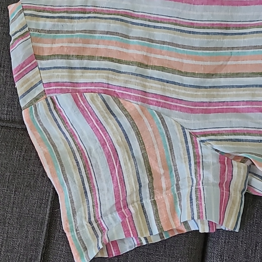 Land's End Linen colorful striped shirt sleeve shirt‎ top sz Small - Picture 3 of 8